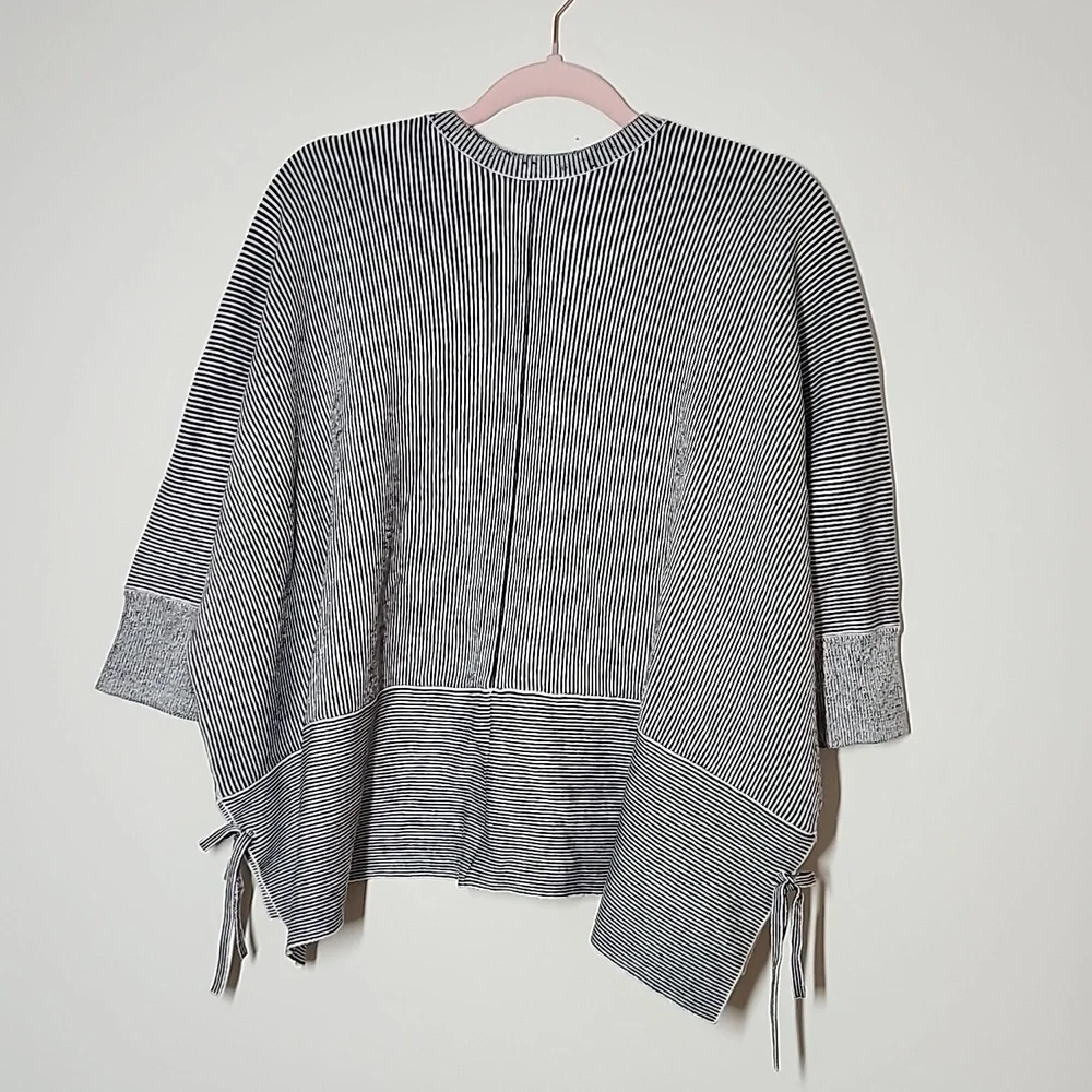 Cabi Cupids Cardigan Sweater Vertical Stripe Side Ties Full Zip Womens Small